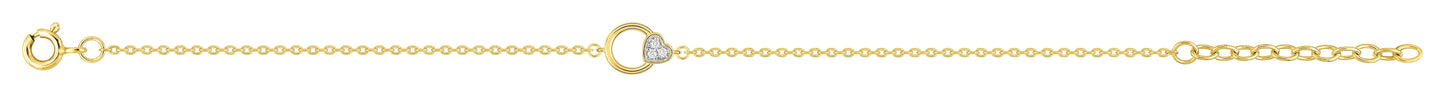BRACELET Plaqué or - BICOLor - ZIRCONIA - COEUR - 16+3 CM
