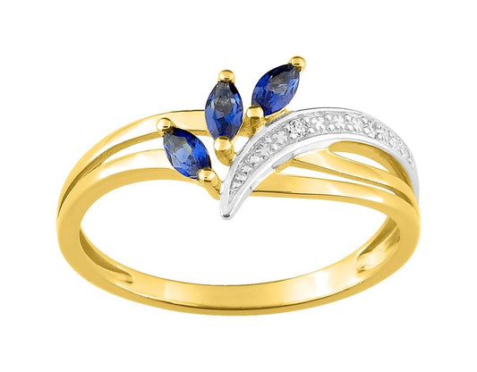 BAGUE Plaqué or - BICOLor - ZIRCONIA BLEU - ZIRCONIA