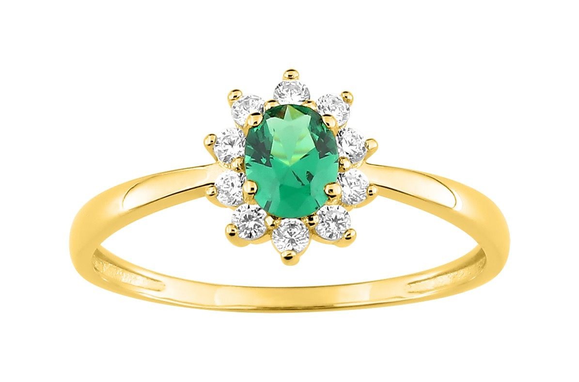 BAGUE Plaqué or - ZIRCONIA VERT - ZIRCONIA