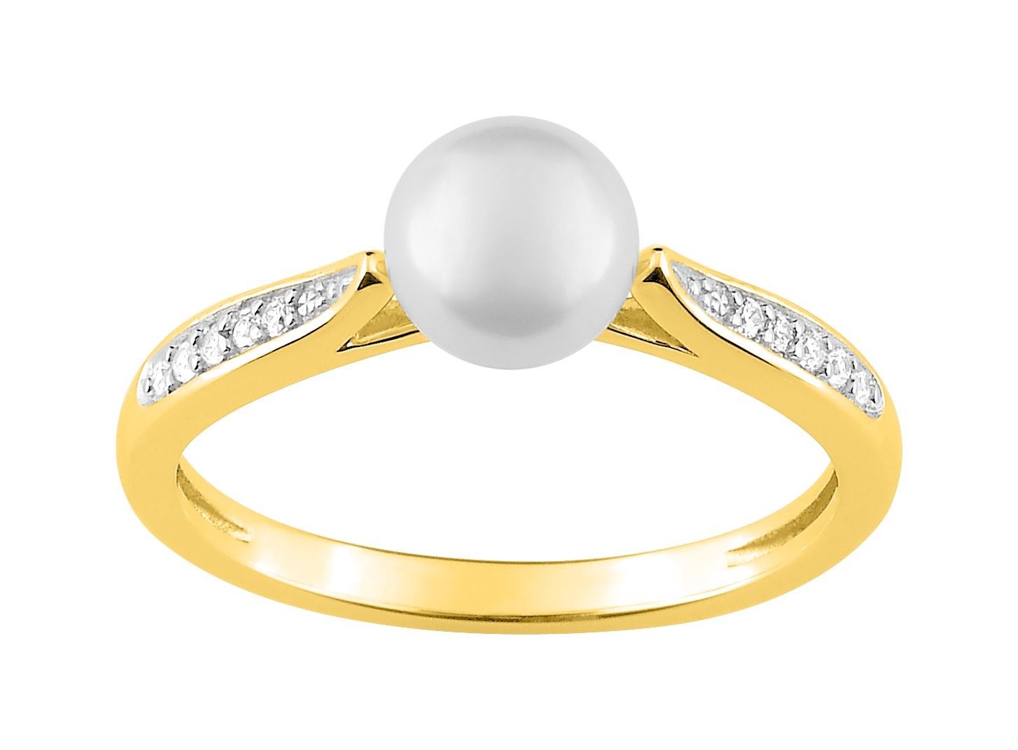 BAGUE Plaqué or - BICOLor - ZIRCONIA - PERLE SYNTHETIQUE