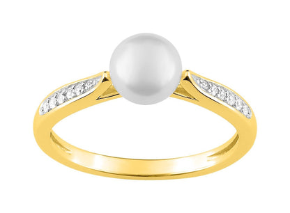 BAGUE Plaqué or - BICOLor - ZIRCONIA - PERLE SYNTHETIQUE
