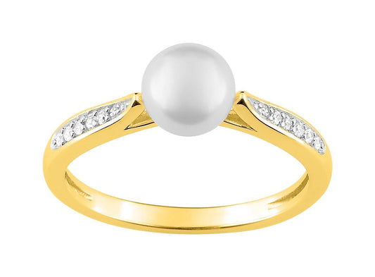 BAGUE Plaqué or - BICOLor - ZIRCONIA - PERLE SYNTHETIQUE