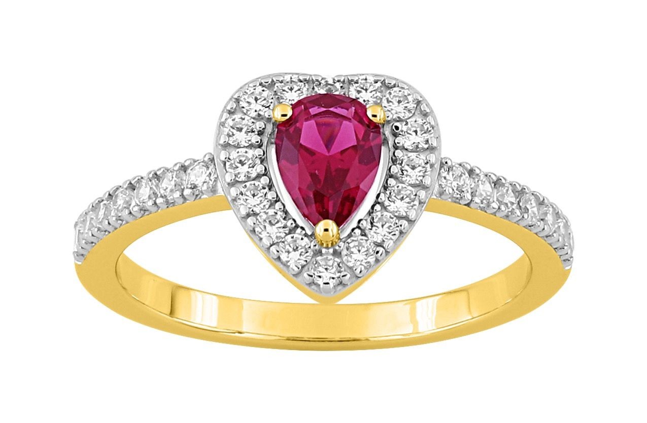BAGUE Plaqué or - ZIRCONIA ROUGE - ZIRCONIA - COEUR