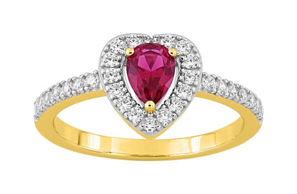 BAGUE Plaqué or - ZIRCONIA ROUGE - ZIRCONIA - COEUR