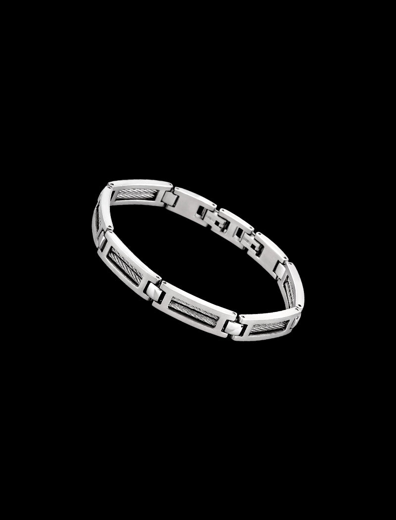 BRACELET HOMME STYLE LOTUS EN ACIER NOIR , HOMME