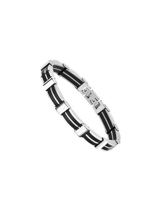 BRACELET HOMME STYLE LOTUS EN ACIER NOIR , HOMME