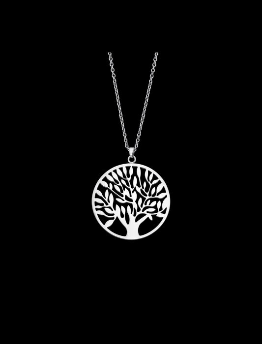 COLLIER ARBRE DE VIE STYLE LOTUS ARC-EN-CIEL  ACIER, FEMME