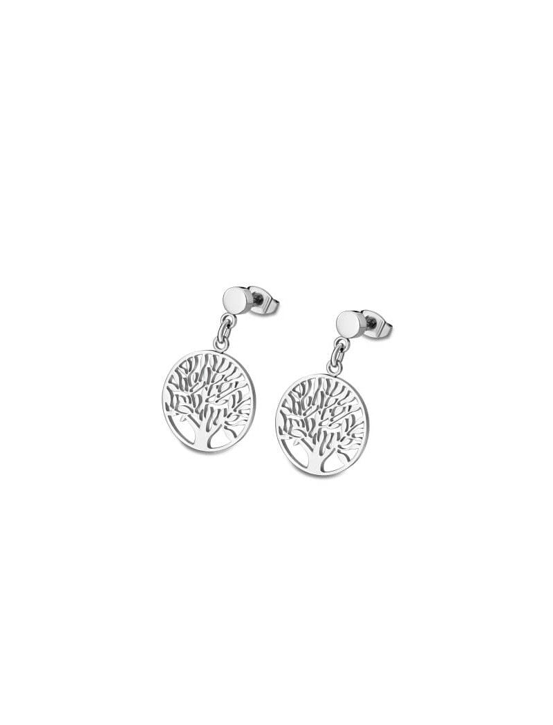 BOUCLES D'OREILLES ARBRE DE VIE ARC-EN-CIEL STYLE LOTUS  ACIER, FEMME