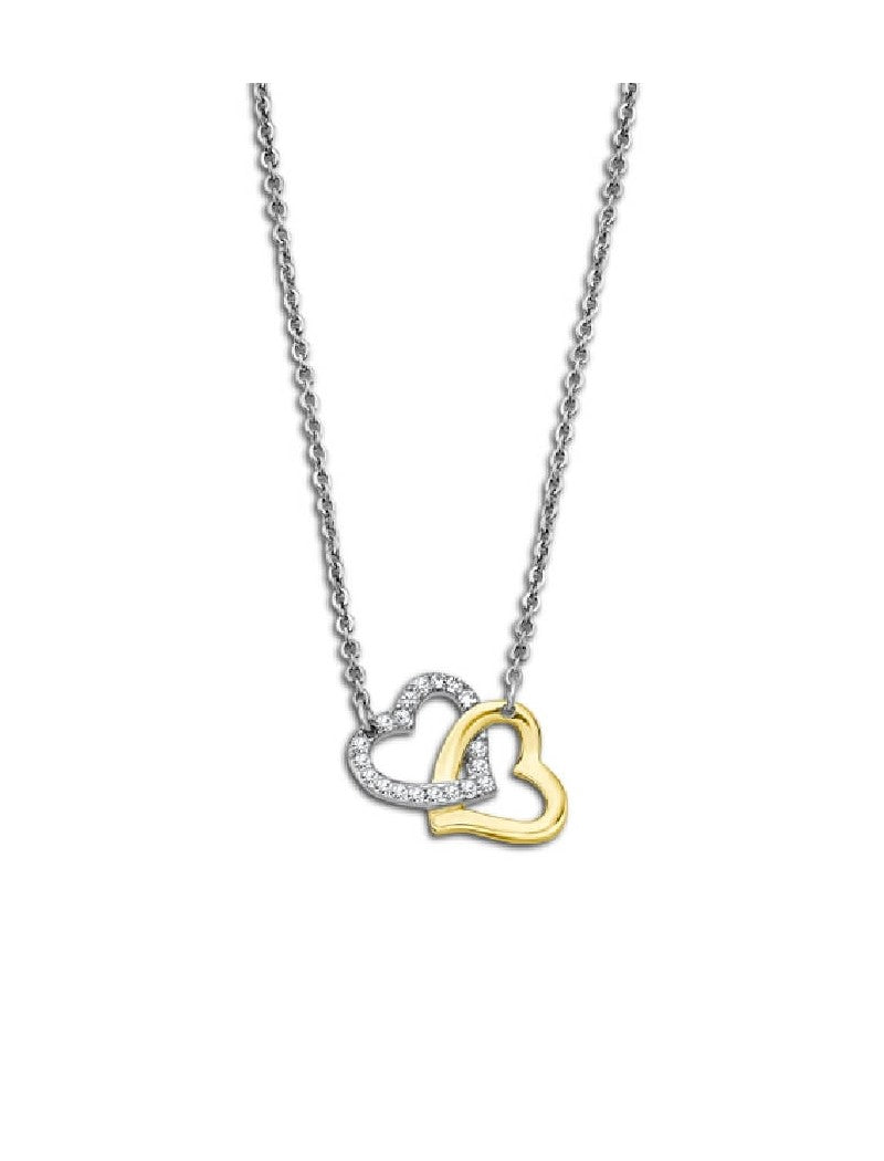 COLLIER COEUR COEUR FEMME STYLE LOTUS  ACIER, FEMME