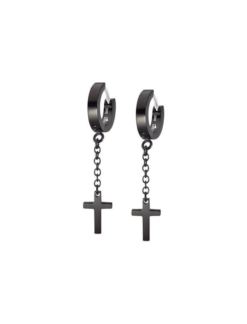 BOUCLES D'OREILLES CROIX STYLE LOTUS  ACIER INOXYDABLE L, HOMME