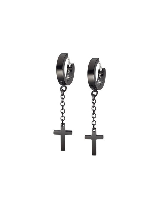 BOUCLES D'OREILLES CROIX STYLE LOTUS  ACIER INOXYDABLE L, HOMME