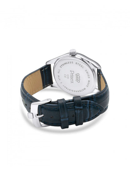MONTRE PRIMEX SWISS MADE - BRACELET CUIR BLEU - CADRAN BLEU - ETANCHE 50 M