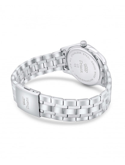 MONTRE PRIMEX SWISS MADE - BRACELET METAL ARGENTE - CADRAN BLANC - ETANCHE 50 M