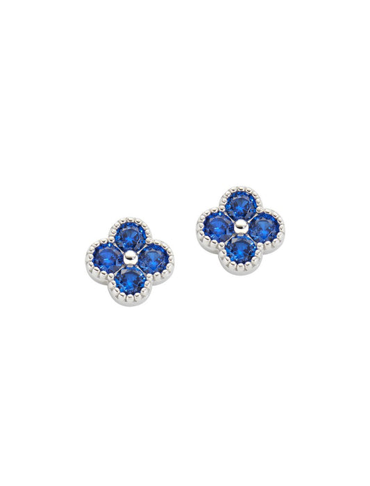 Boucles d'oreilles en argent sterling avec zircone bleue - Rhodium