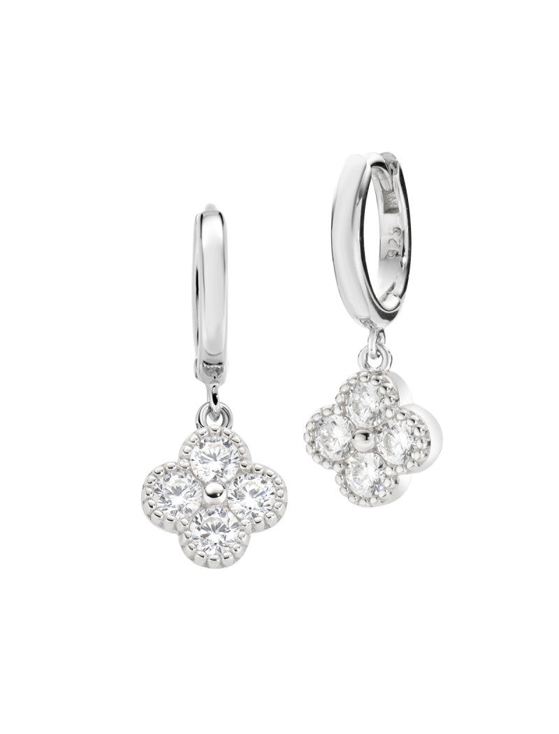 Boucles d'oreilles en argent sterling avec zircones blanches - Rhodium