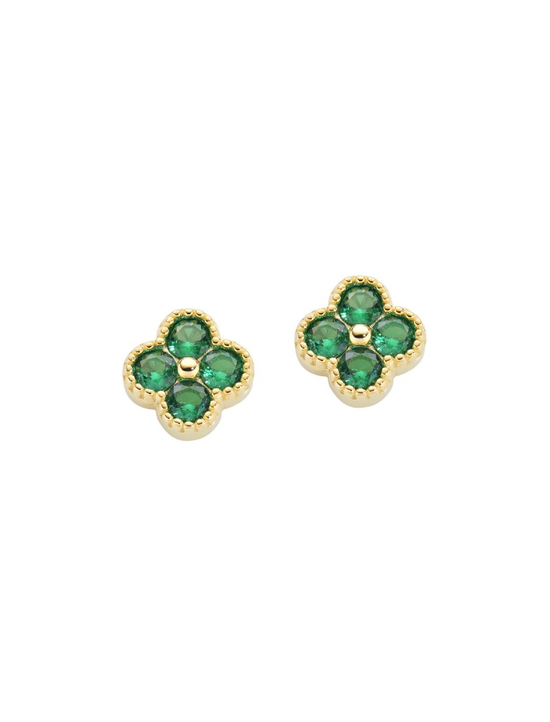Boucles d'oreilles en argent sterling avec zircone verte - Or