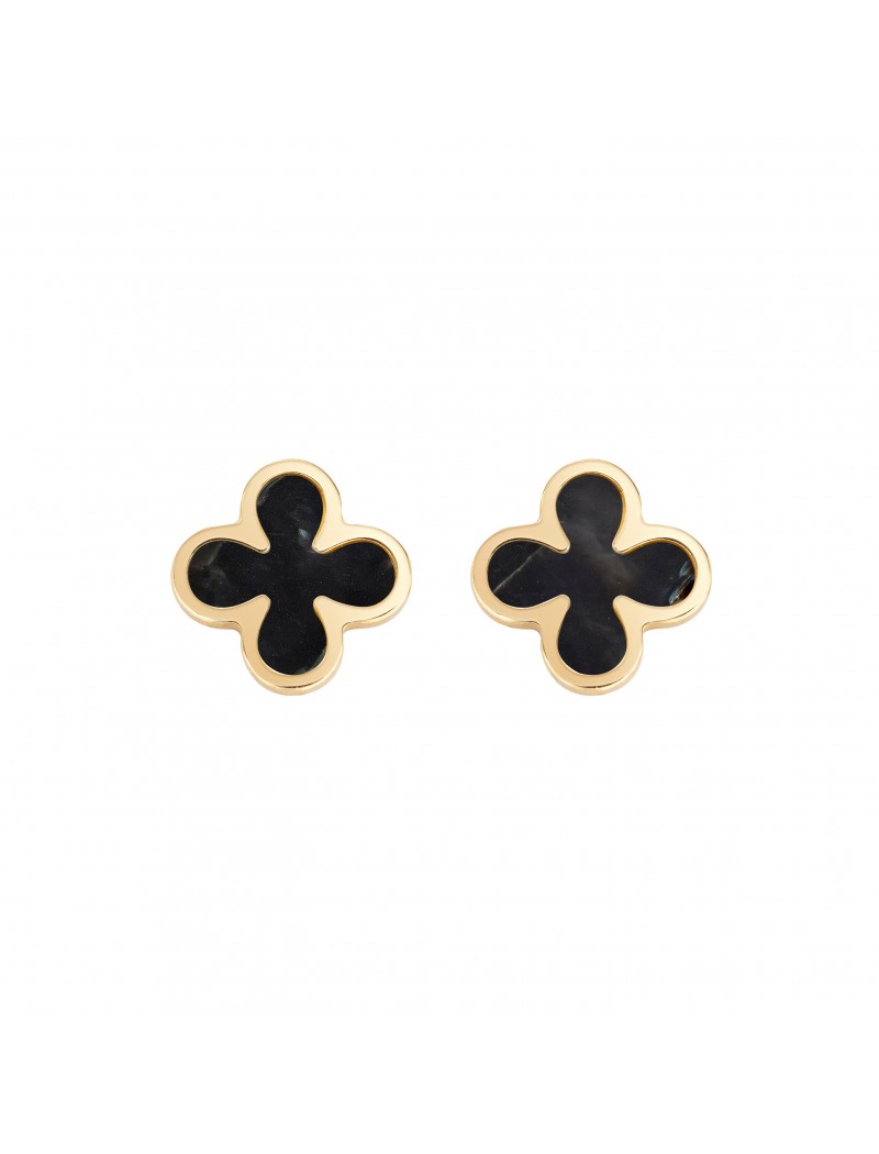 Boucle d'oreille en argent massif et nacre noire - Doré