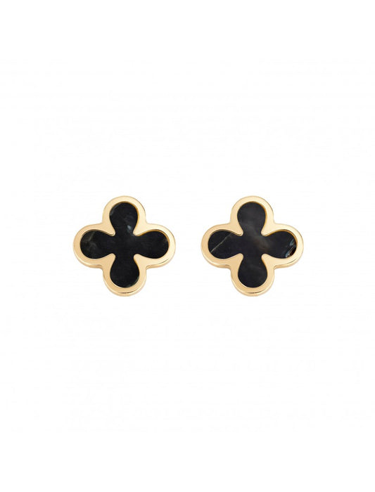Boucle d'oreille en argent massif et nacre noire - Doré